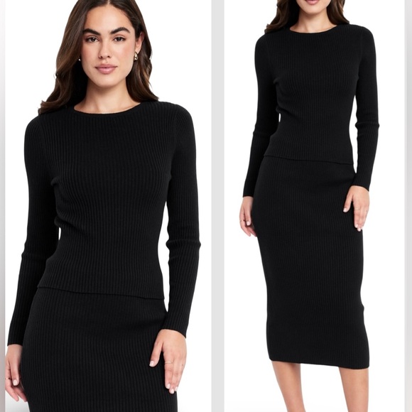 NWTS🌹THE OCCASION XL🌹SO SOFT(CASHMERE FEEL LOOK) BLACK SWEATER MIDI SKIRT SET - Picture 1 of 16